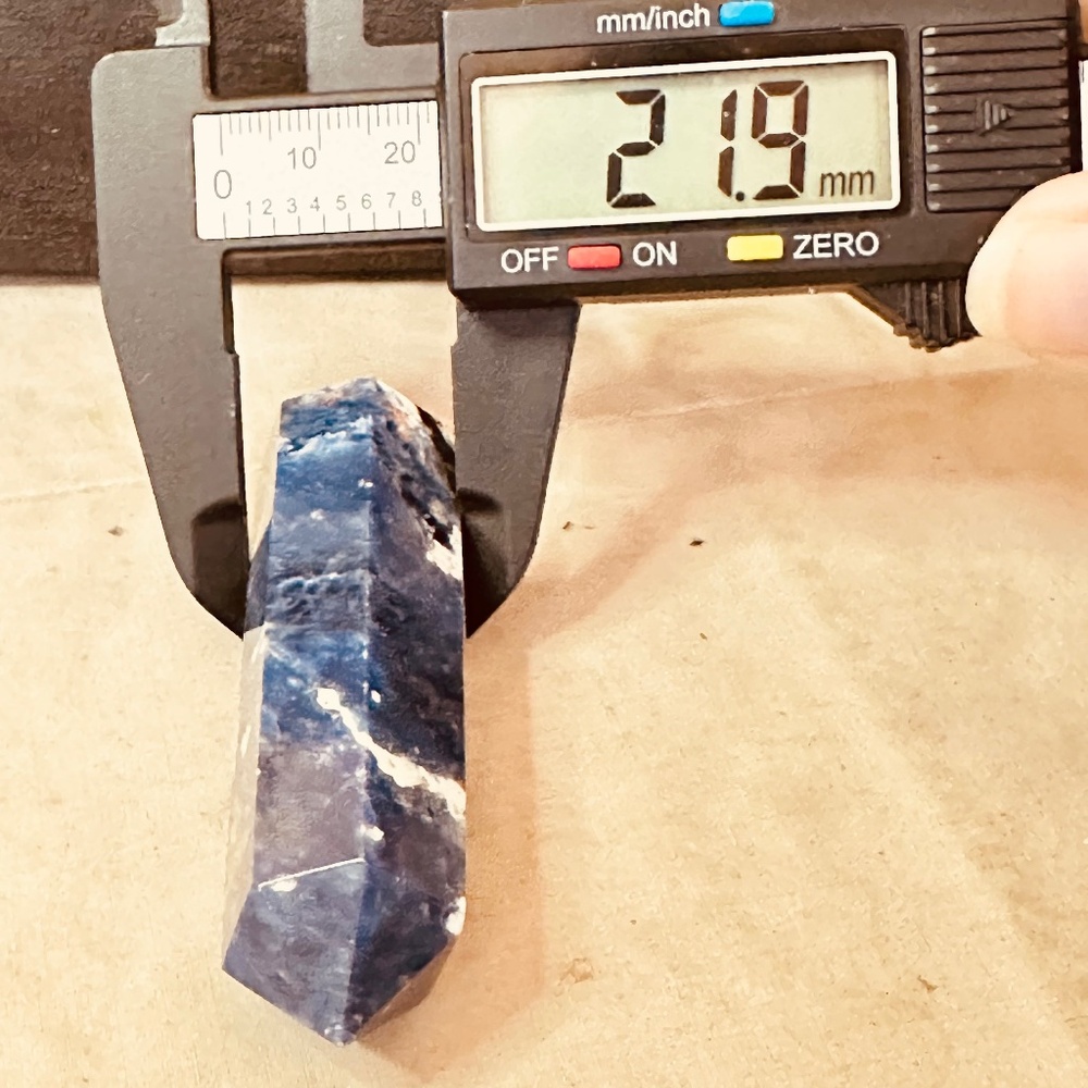 Sodalite Tower Polished Crystal Point Blue & White 77.8mm Genuine Stone 51g - Picture 8 of 9